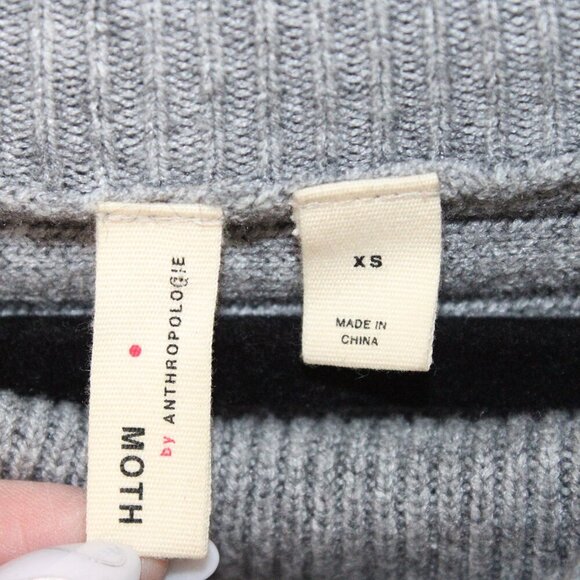 MOTH By Anthropologie Size XS Gray Sweater Ribbed Cowl Neck - Picture 2 of 3